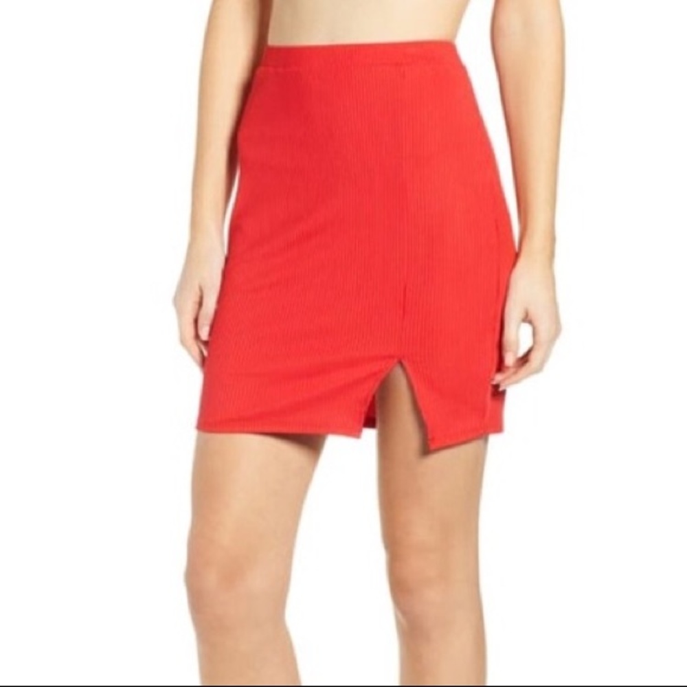Leith Red HOT Knit Mini Skirt